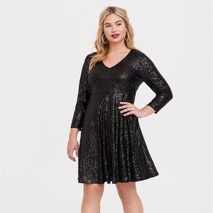 Special Occasion Black Sequin Skater Dress
